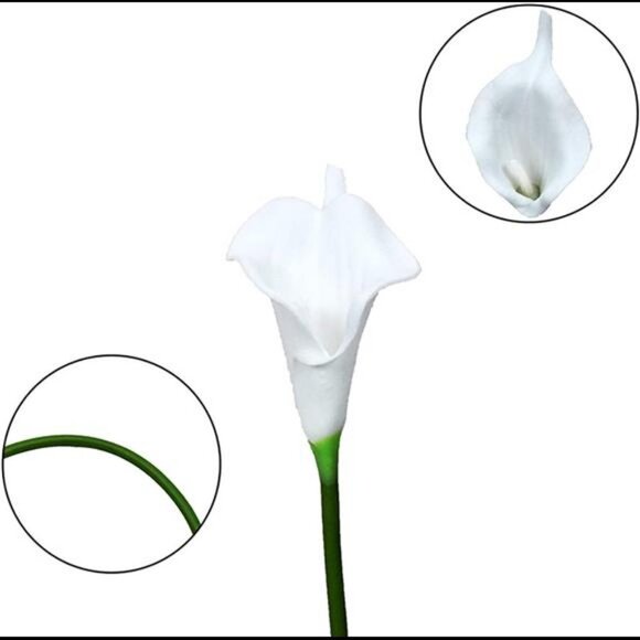 Artificial 20pcs White Calla Lily Flowers with Soft Latex Materials - Picture 7 of 7
